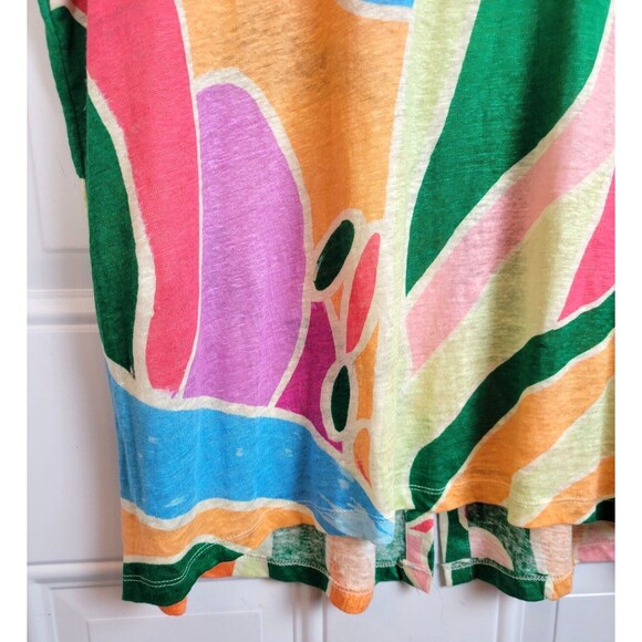 Christian Siriano Plus Size Linen Short Sleeve Top 1X Artsy Colorful - Picture 4 of 6